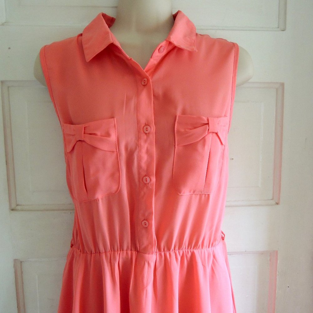 Modcloth Alice Moon Pink Retro 60s Dress Pockets L - Picture 2 of 6